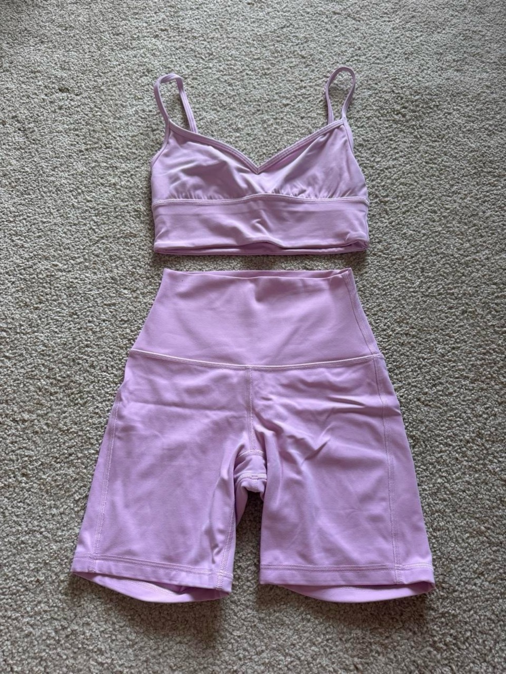 lululemon athletica pink Seamless Crop Bralette & High-Rise Biker Shorts Set